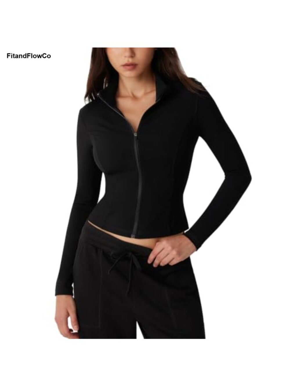 MOOSLOVER Zip Up Cropped Athletic Jacket Nylon Spandex Workout Yoga